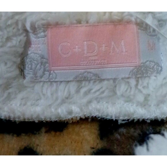 C+D+M Sherpa Fleece Pullover Womens M Leopard Cream 1/4 Zip Soft Cozy Top - Picture 7 of 8